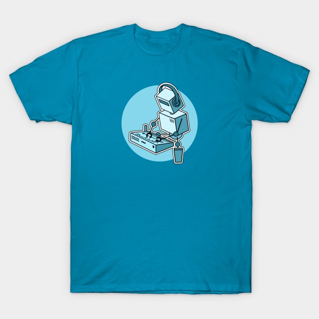 Robot Playing Drum Machine T-Shirt by Atomic Malibu